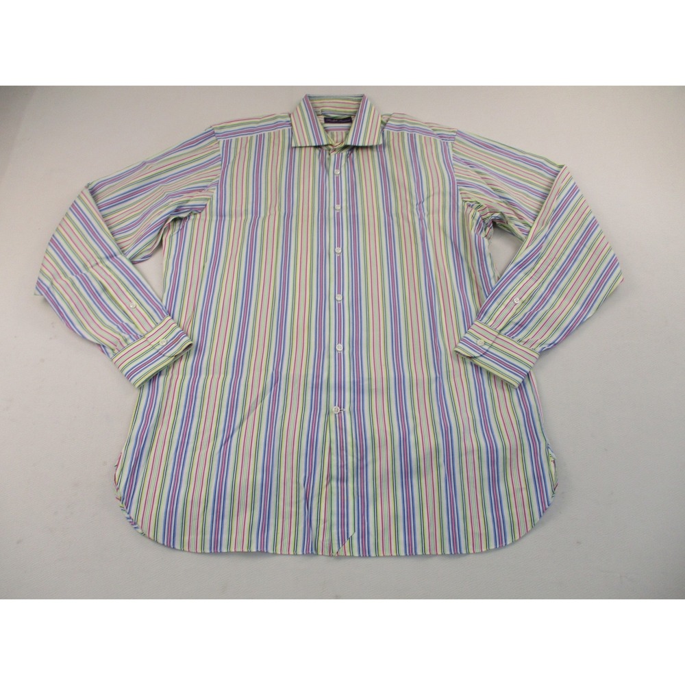 Ralph Lauren Purple Label Shirt Mens 16 Multi Color Striped Made in Italy